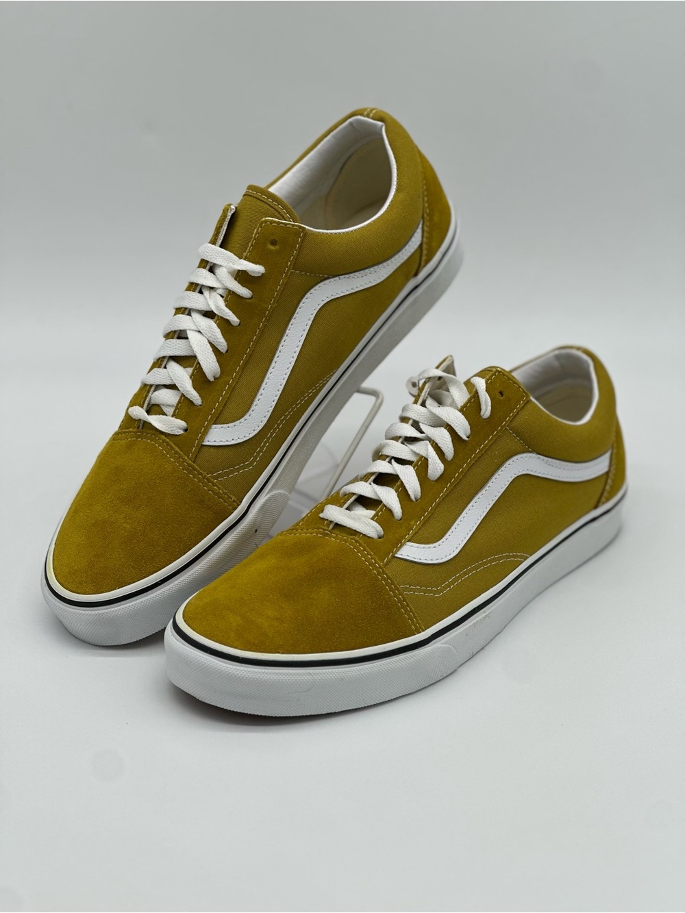 Vans Mustard Yellow Low-Top Suede Sneakers with White Stripe